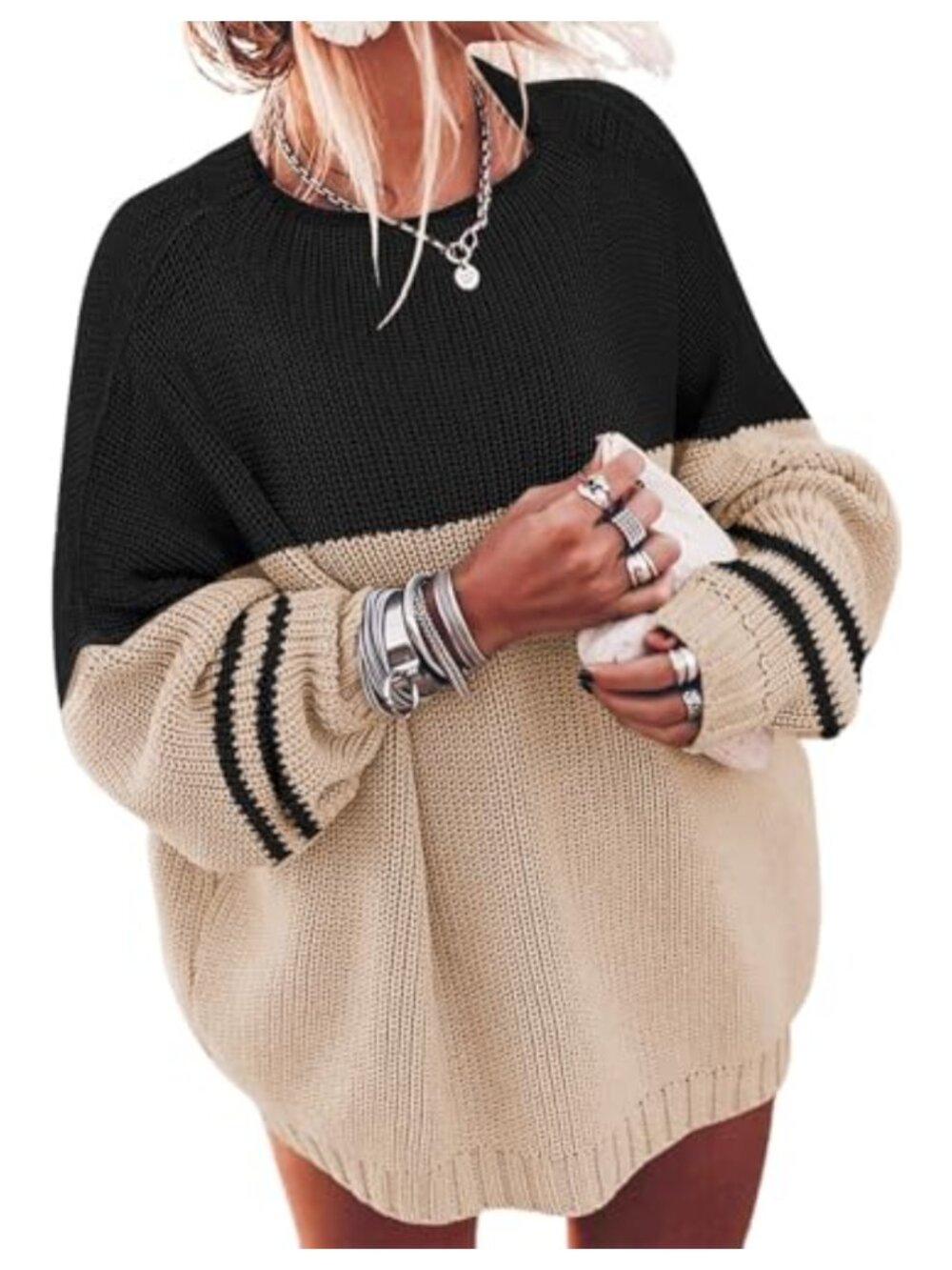 Oversized Chunky Knit Mock Neck Batwing Sweater